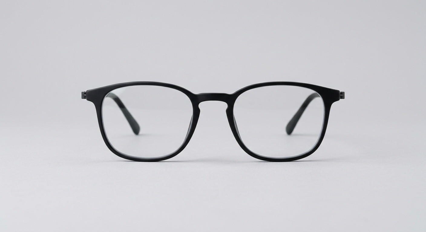Lunettes audio Air glass, vue de face, monture noire simple sans caméra visible